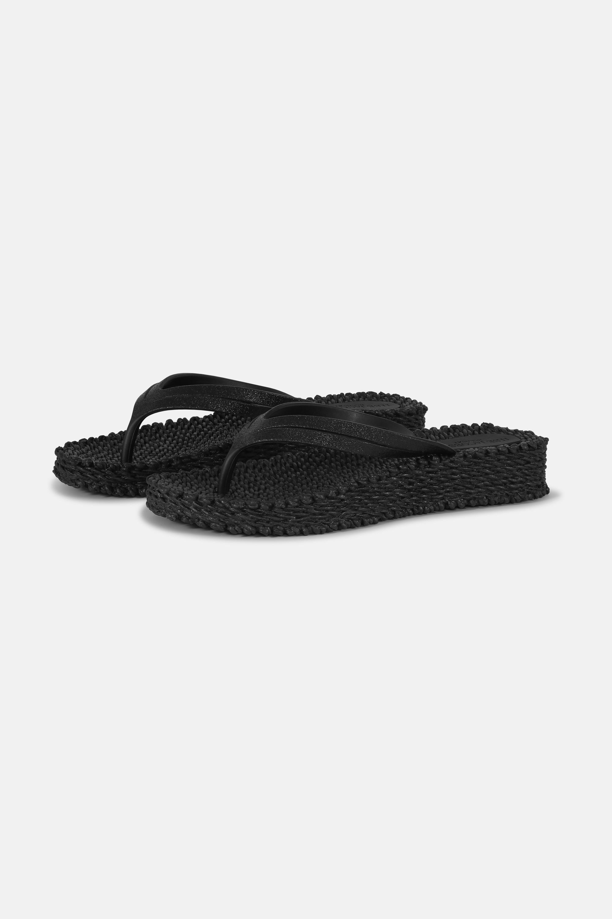 Plateau Flip-Flops Glitter - Black